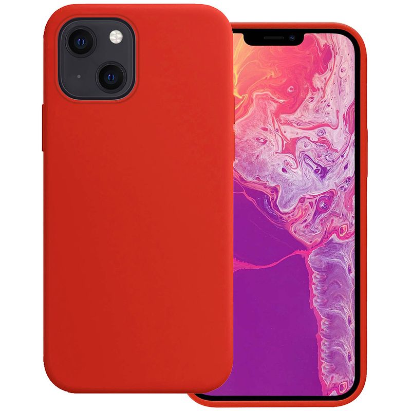 Foto van Basey iphone 14 plus hoesje siliconen hoes case cover iphone 14 plus-rood