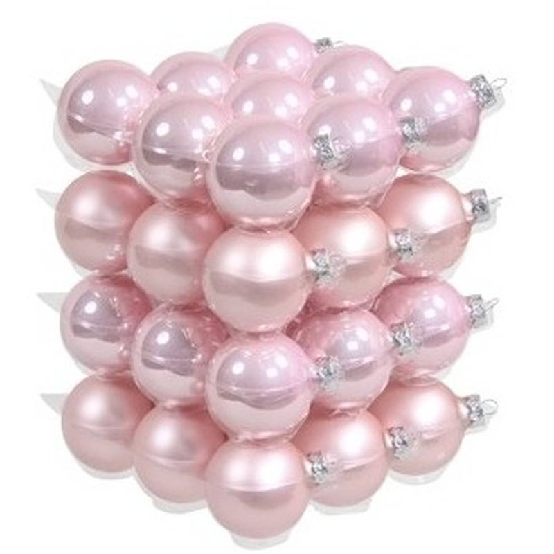 Foto van 36x glazen kerstballen mat en glans roze 6 cm - kerstbal