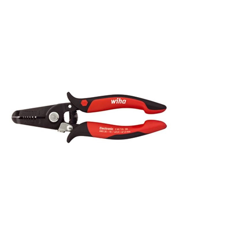 Foto van Wiha electronic stripping pliers awg26-16 red-black 180mm 33472 afstriptang 0.4 tot 1.3 mm² 16 tot 26