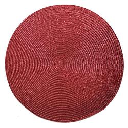 Foto van Ronde placemats metallic kerst rood look diameter 38 cm - placemats