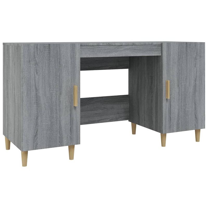 Foto van Vidaxl bureau 140x50x75 cm bewerkt hout grijs sonoma eikenkleurig