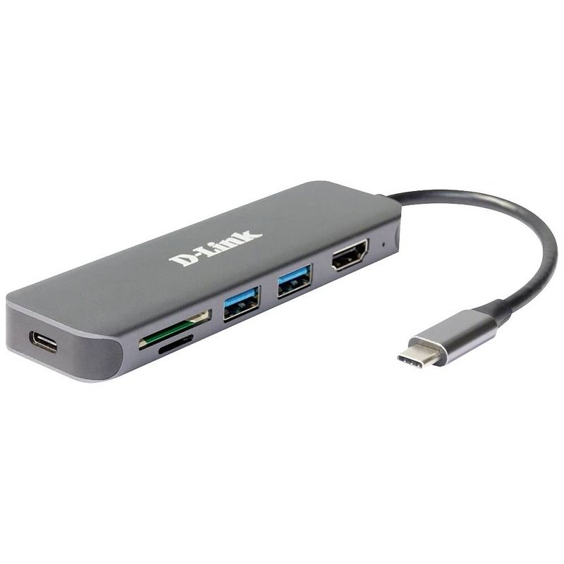 Foto van D-link dub-2327 6 poorten usb-c® (usb 3.2 gen 2) multiport hub antraciet