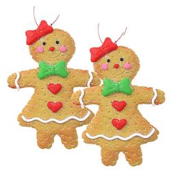 Foto van Kersthanger - gingerbread peperkoek vrouwtje -2x st- kunststof - 11 cm - kersthangers