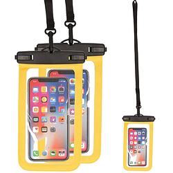 Foto van Set van 3x stuks bellatio design waterdicht telefoonhoesje voor alle telefoons tot 6 inch geel - telefoonhoesjes