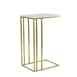 Foto van Side table 41x31x66 cm roshan white marble+antique bronze