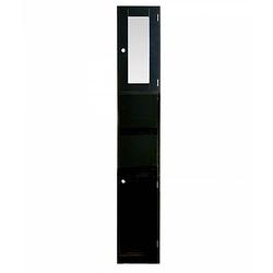 Foto van Badkamerkast - kolomkast badkamer slaapkamer of hal - met spiegel - 180 cm hoog - zwart