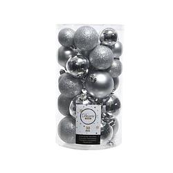 Foto van 2 stuks kerstbal plastic gl-mt-glitter assorted zilver