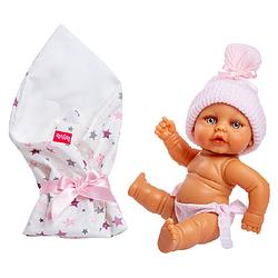 Foto van Berjuan babypop met slaapzak meisjes 25 cm wit/roze