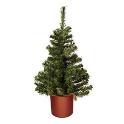 Foto van Mini kerstboom groen - in koperen kunststof pot - 60 cm - kunstboom - kunstkerstboom