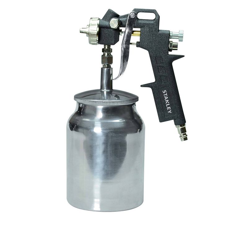 Foto van Stanley verfpistool 151093xstn - verfspuit voor compressor - verfreservoir 1l - 150l/min - 4 bar - zwart