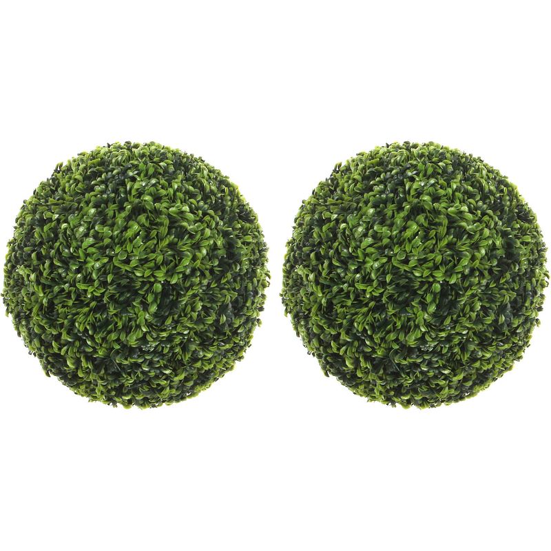 Foto van 2x stuks buxus bol theeblad groen d37 cm kunstplant uv-bestendig - kunstplanten