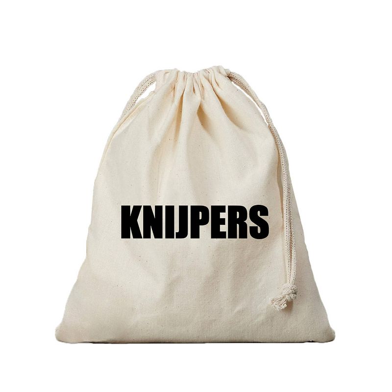 Foto van 1x canvas knijperzak/ opbergzakje knijpers wit/ offwhite met koord 25 x 30 cm - knijperszakken