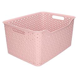 Foto van Plasticforte opbergmand/kastmandje - 18 liter - roze - kunststof - 29 x 39 x 19 cm - opbergbox