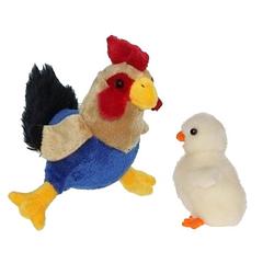 Foto van Pluche kippen/hanen knuffel van 20 cm met wit pluche kuiken 12 cm - feestdecoratievoorwerp