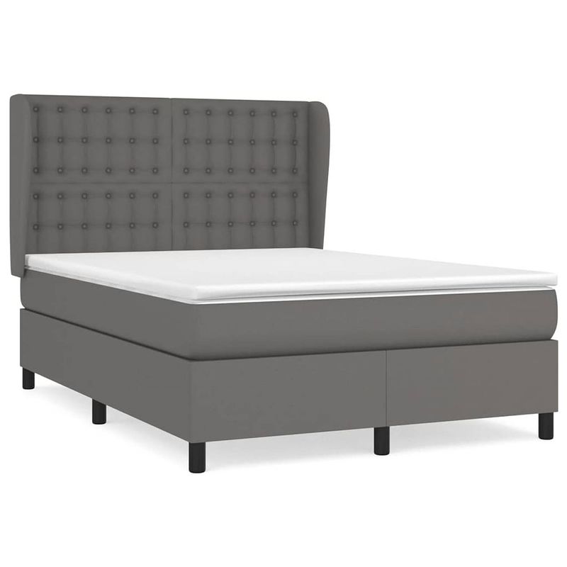 Foto van The living store boxspringbed - grijs kunstleren bedframe - pocketvering matras - huidvriendelijk topmatras -