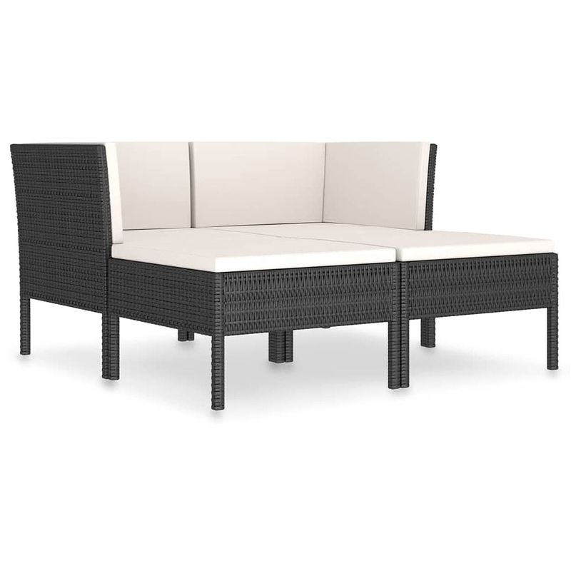 Foto van Vidaxl 4-delige loungeset met kussens poly rattan zwart