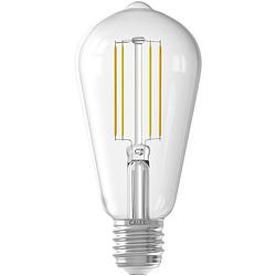 Foto van Calex - led lamp - smart led st64 - e27 fitting - dimbaar - 7w - aanpasbare kleur cct - transparant helder