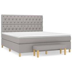 Foto van The living store boxspringbed - pocketvering - lichtgrijs - 203 x 160 x 118/128 cm - duurzaam materiaal