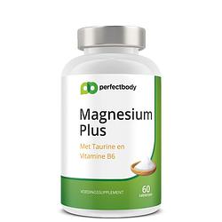 Foto van Perfectbody magnesium (bisglycinaat) plus (taurine, vitamine b6 & d3) tabletten - 60 tabletten