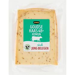 Foto van Jumbo goudse kaas 48+ jong belegen komijn stuk 450g