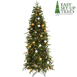 Foto van Kerstboom met versiering easy set up tree® led avik decorated bronze 210 cm - luxe uitvoering - 310 lampjes