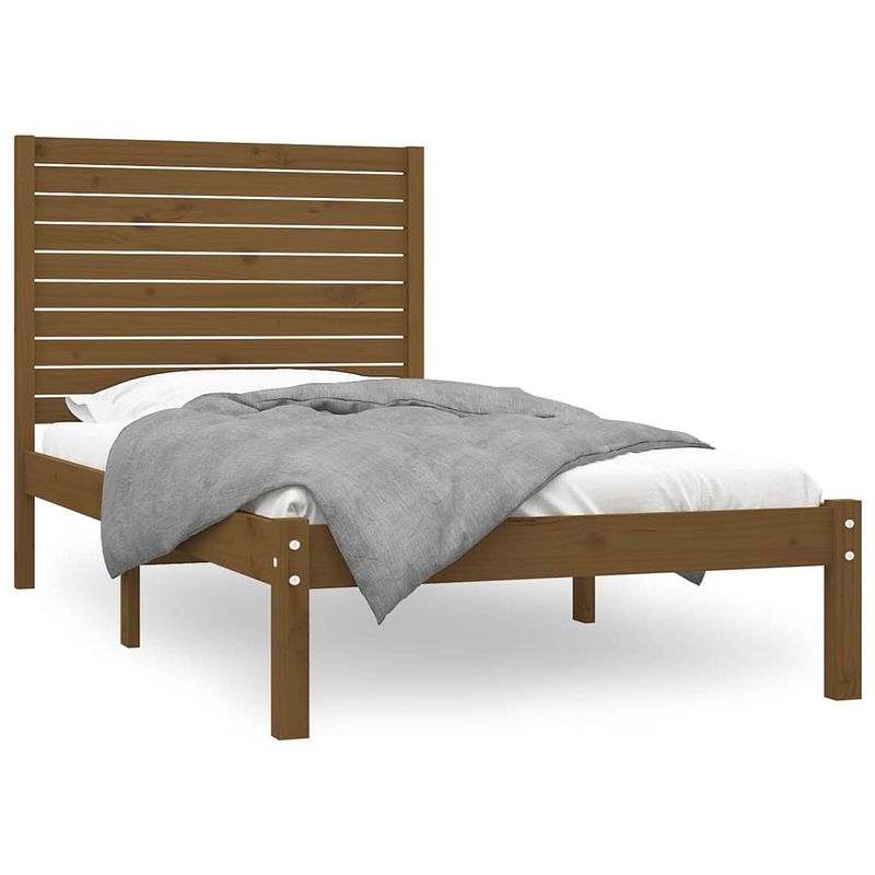 Foto van The living store bedframe grenenhout - 205.5 x 106 x 100 cm - honingbruin