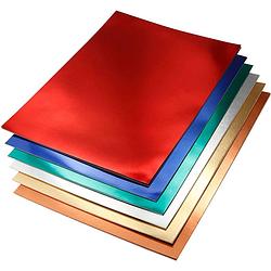 Foto van Packlinq metallic foliekarton. diverse kleuren. a4. 210x297 mm. 280 gr. 30 div vellen/ 1 doos