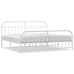 Foto van Vidaxl bedframe met hoofd- en voeteneinde metaal wit 193x203 cm