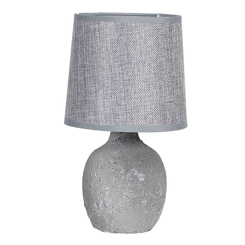 Foto van Haes deco - tafellamp - natural cosy - grijze keramieke lamp, ø 15x26 cm - bureaulamp, sfeerlamp, nachtlampje