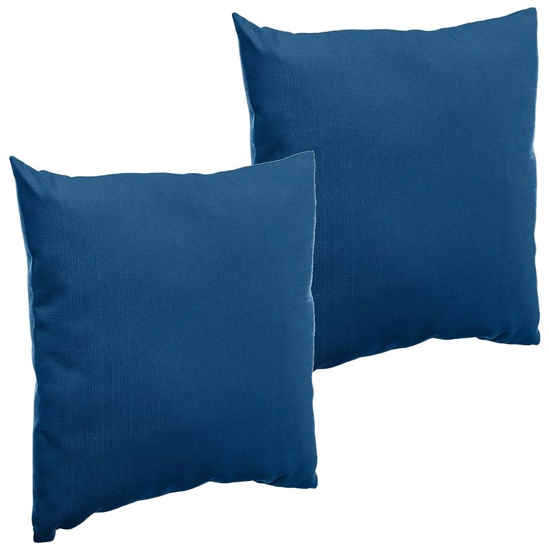 Foto van Set van 2x stuks bank/sier/tuin kussens voor binnen en buiten in de kleur indigo blauw 40 x 40 x 10 - tuinstoelkussens