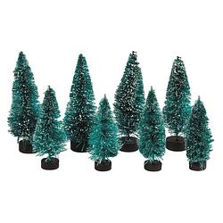 Foto van Rayher hobby kerstdorp miniatuur boompjes - 8x stuks - 5 en 7 cm - kerstdorpen