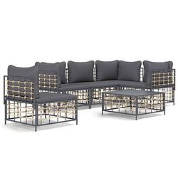 Foto van Vidaxl 6-delige loungeset met kussens poly rattan antracietkleurig