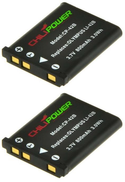 Foto van Chilipower li-40b / li-42b accu voor olympus - 800mah - 2-pack