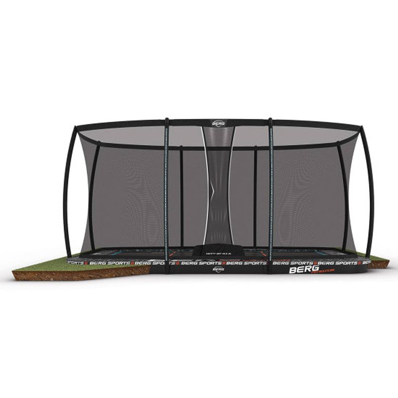 Foto van Berg trampoline ultim pro bouncer met veiligheidsnet - safetynet deluxe xl - flatground - 500 x 300 cm