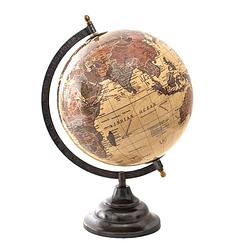 Foto van Clayre & eef wereldbol decoratie 22*22*33 cm bruin hout metaal globe aardbol woonaccessoires bruin globe aardbol