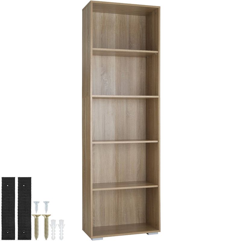 Foto van Tectake® - boekenrek lexi 5 vakken boekenkast - licht hout, eiken sonoma - 403607