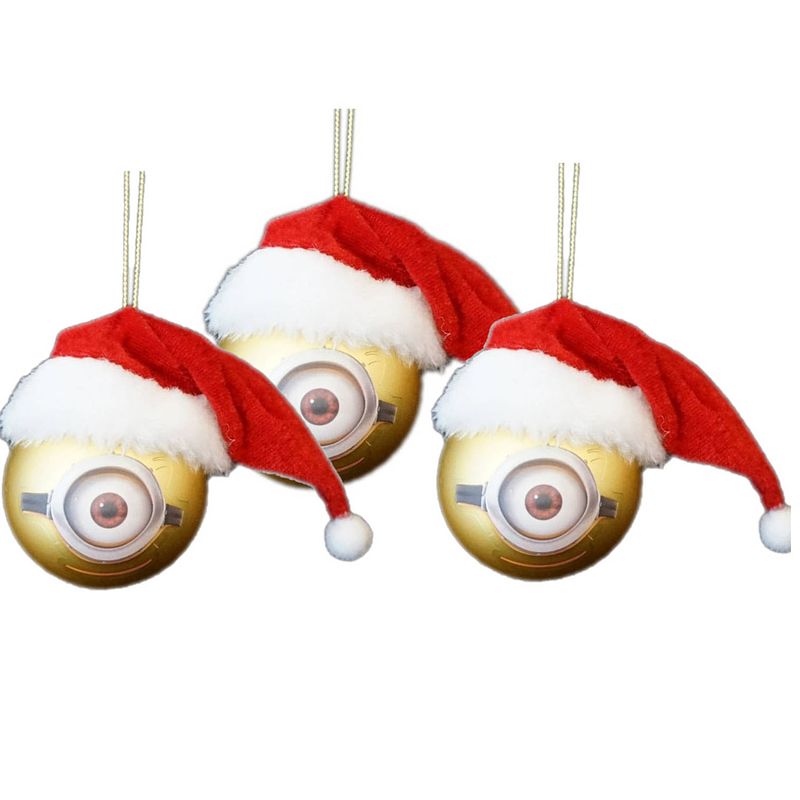 Foto van The minions kerstballen van kunststof minion carl 3x - kerstbal