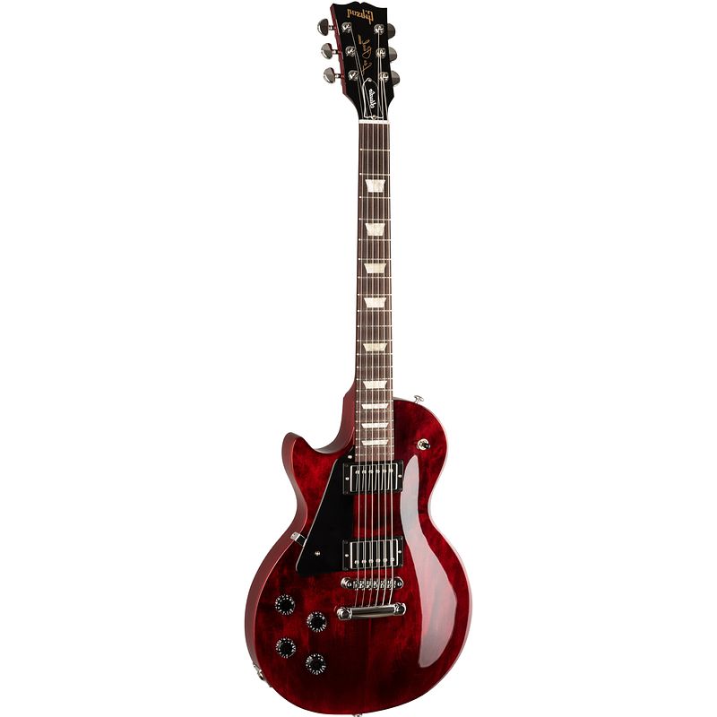 Foto van Gibson modern collection les paul studio lh wine red linkshandige elektrische gitaar met soft shell case