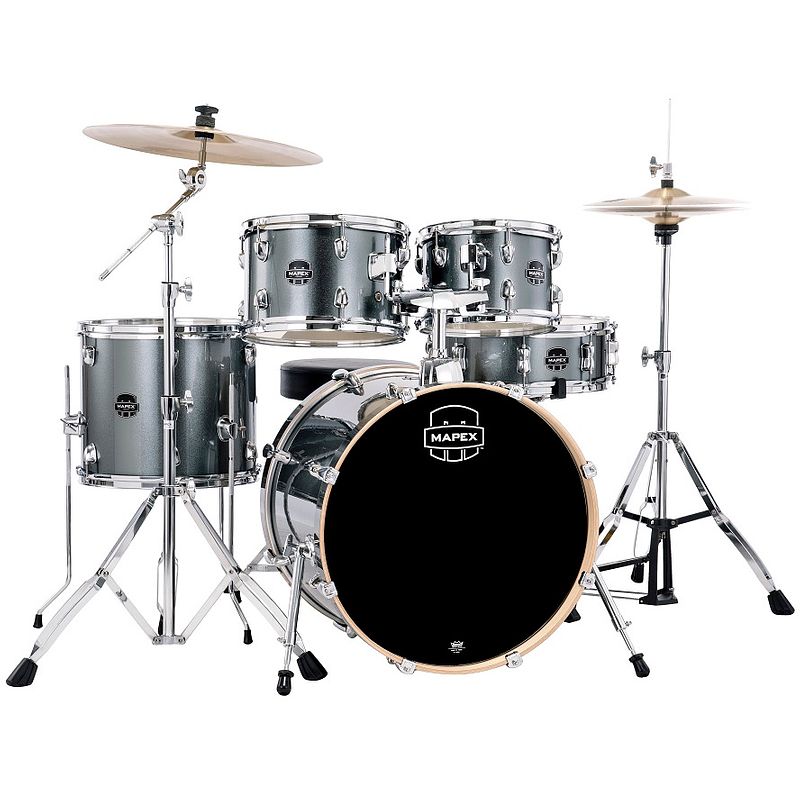 Foto van Mapex venus fusion steel blue metallic 5-delig drumstel incl. bekkens en hardware