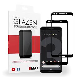 Foto van 2-pack bmax google pixel 3 screenprotector - glass - full cover 2.5d - black