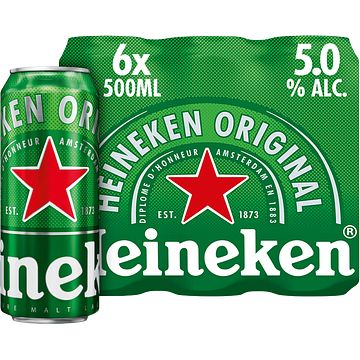 Foto van Heineken premium pilsener bier blik 6 x 50cl bij jumbo