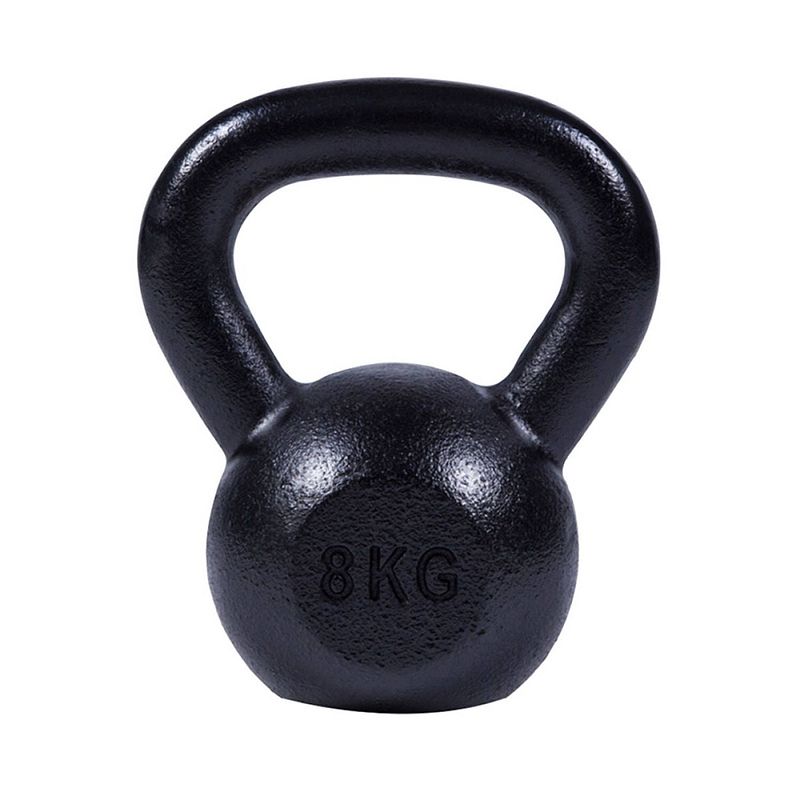 Foto van Gorilla sports - kettlebell - 8 kg - gietijzer zwart - extra stabiel