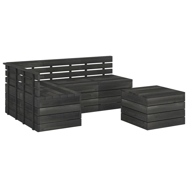 Foto van Vidaxl 5-delige loungeset pallet massief grenenhout donkergrijs