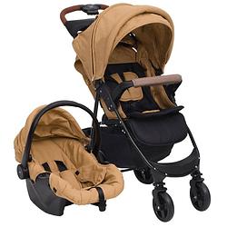 Foto van Vidaxl kinderwagen 3-in-1 staal taupe