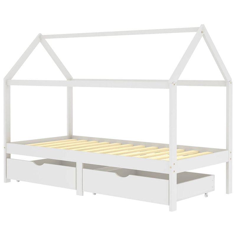 Foto van Vidaxl kinderbedframe met lades massief grenenhout 90x200 cm wit