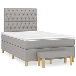 Foto van The living store boxspringbed - - bed - 203x120x118/128 cm - lichtgrijs - pocketvering matras