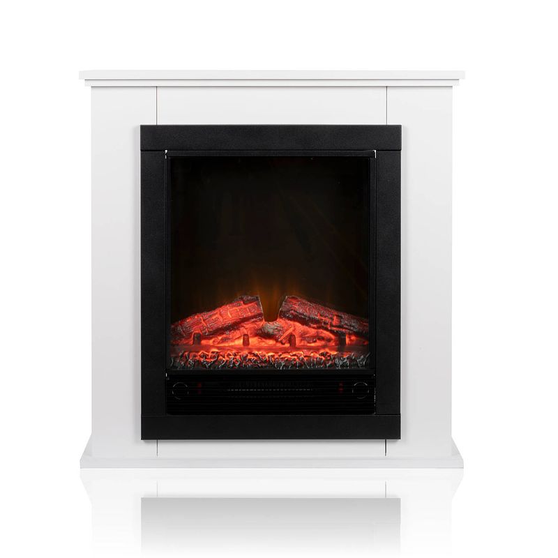 Foto van Classic fire sfeerhaard lugano - led - realistisch vuureffect - 1800 watt - zwart/ wit