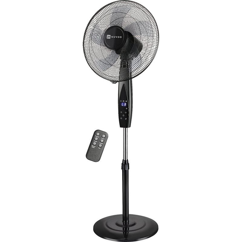 Foto van Nuvoo statiefventilator zwart - diameter 40cm - 3 standen - timerfunctie (tot 8uur) - afstandbediening