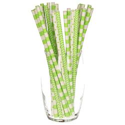 Foto van 100x stuks drinkrietjes van papier - groen - 20 cm - drinkrietjes
