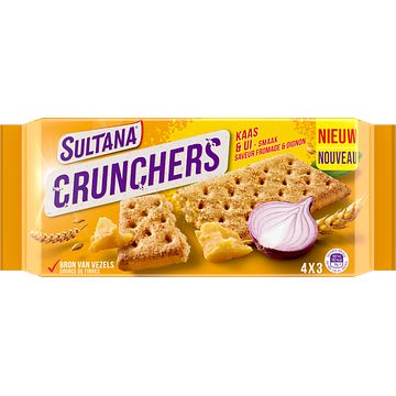 Foto van 2 verpakkingen a 140200 gram | sultana crunchers kaas/ui 140g aanbieding bij jumbo